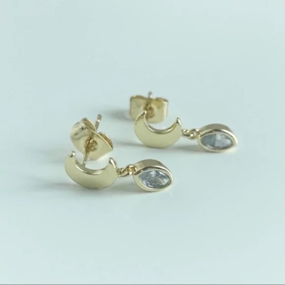 NEW Shashi Moon Teardrop Stud Earrings - Picture 2 of 4